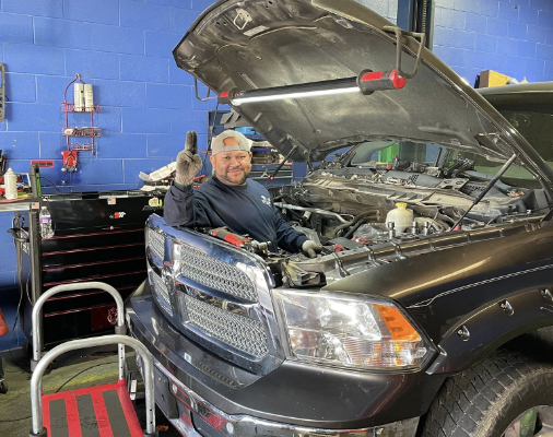 Mechanic working on truck